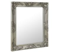 Wall Mirror Rectangular 50 x 60 cm Silver Baroque Ornate Bevel Wood Frame Glass
