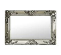 Wall Mirror Rectangular 60x40cm Silver Baroque Ornate Wood Glass Ready Hang Edge