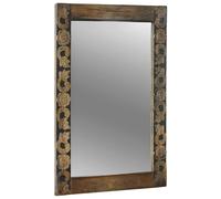 Wall Mirror Rectangular Walnut Brown 70x50cm Engineered Wood Frame Glass Hanging