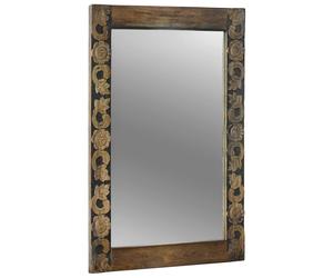 Wall Mirror Rectangular Walnut Brown 70x50cm Engineered Wood Frame Glass Hanging