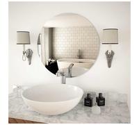 Wall Mirror Round 60 cm Clear Glass Frameless Decorative Bathroom Vanity Large.