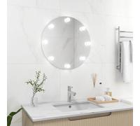 Wall Mirror Round Φ60 cm Silver Glass Plastic LED Lights Warm Cold USB Powered+