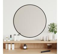Wall Mirror Round Black 50cm Glass with Slim PVC Frame Minimalist for Bathrooms