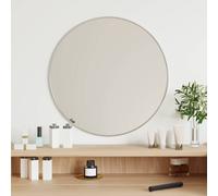 Wall Mirror Round Silver 50 cm Glass PVC Frame Minimalist Hallway Decor Bathroom