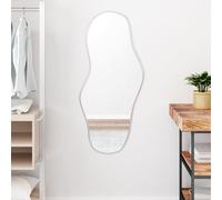 Wall Mirror Silver 100x45 cm Glass PVC Frame Rectangular Minimalist Bathroom UK