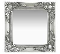 Wall Mirror Silver 40x40cm Baroque Ornate Wooden Frame Bevelled Square Antique .