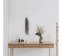 Wall Mirror Silver 70x30 cm Oval Glass PVC Frame Minimalist Vanity Dressing Area