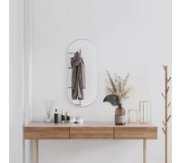 Wall mirror Silver 80x35 cm Oval Glass PVC Frame Minimalist Vanity Bathroom Hall