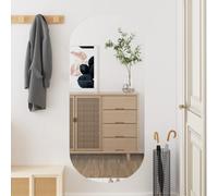 Wall Mirror Silver Glass Oval 45x100 cm Frameless Hanging Decorative Vanity Slim