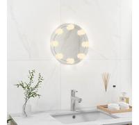 Wall Mirror Silver Glass Plastic Round 30cm LED Frameless Vanity Light with USB