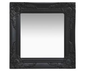 Wall Mirror Square 40x40 cm Black Baroque Ornate Wooden Frame Bevelled Mirror