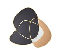 Beliani Wall Mirror Irregular Shape Art Deco Style Gold Frame Coloured Glass Black Tailly