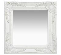 Wall Mirror White Baroque Square 40x40 cm Wood & Glass Ornate Engineered Frame X