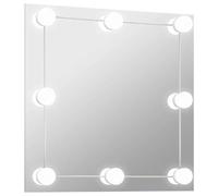 Wall Mirror with LED Lighting Square 60 x 60 cm Glass Silver with USB Port, Warm White and Cool White Light, Ideal for Bedroom, Bathroom Mirror, Cosmetic Mirror