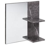 Wall Mirror with Shelf PELOTAS 45 cm 45 cm Marble/ Black