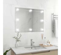 Wall Mirror without Frame with LED Lighting, Rectangular Glass, 80 x 60 cm, USB Port, Warm White and Cool White Light, for Bedroom, Bathroom, Hallway and Makeup Decoration