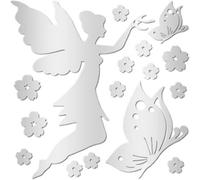 Wall Mirrors, 16 Pieces Of Wall Stickers, Flying Angel Fairy Flowers Scattered Acrylic Mirror Diy Living Room Decoration Stickers