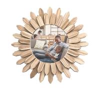 Wall Mirrors Pack - Hanging Wall Decoration Hallway | Round Wall Decor | Wooden Mirror for Wall | Aesthetic Decoration for Wall, Farmhouse Sunflower Hangable Wooden Mirror for Entryway, Dining