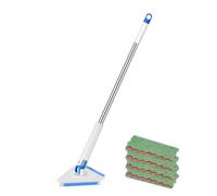 Wall Mop - Triangular 360 Degree Rotating Cleaner with Long 47" Handle and 4 Washable Pads for Windows, Doors, Furniture, Ceilings, Bedrooms, Kitchens and Everyday Clean-In