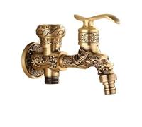 Wall Mount Antique Dragon Carved Brass Retro Small Tap Decorative Outdoor Garden Faucet Washing Machine Mop WC Taps(LC001)