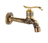 Wall Mount Antique Dragon Carved Brass Retro Small Tap Decorative Outdoor Garden Faucet Washing Machine Mop WC Taps(BT002)