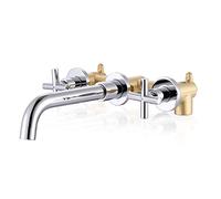 Wall Mount Bathroom Faucet, ARCORA Chrome 2 Handle Wall Mounted Vanity Faucet with Rough in Valve Included