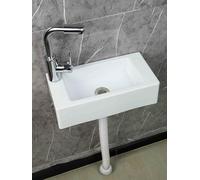 Wall Mount Bathroom Sink,Compact Vessel Rectangular Sink, No Drilling | No Damage to Walls Ideal for Rented Accommodation, Rented Flats, Student Housing, Rental Friendly 40x20x11cm White