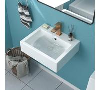 Wall Mount Bathroom Sink - Funmier 20x16 Inch Wall Mount Sink Rectangular Floating Bathroom ADA White Modern Porcelain Ceramic Art Basin
