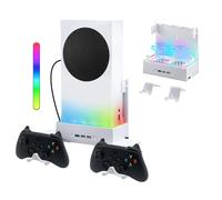Wall Mount Bracket with RGB Cooling Stand Compatible with Xbox Series S Console,Mcbazel Xbox Series S Wall Mount With Dual Cooling Fan with 2 Hook-White