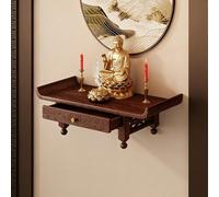 Wall Mount Buddha Statue Stand, Household Solid Wood Wall Cabinet Buddha Cabinet Niche, Buddhist Altar with Telescopic Pull Plate, for Prayer, Divination(60cm/23.6in)