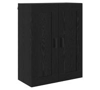 Wall Mount Cabinet Black Oak 69.5x34x90cm Engineered Wood 2 Doors Metal Handles