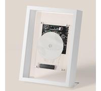 Wall Mount CD Player Picture Frame, Dual Play Mode with Remote Control, LED Digital Display, Decorative Design for Home and Office Decor