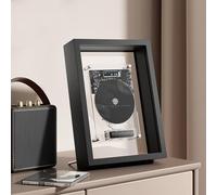 Wall Mount CD Player with Picture Frame, Dual Play Mode, Remote Control, LED Display, Decorative Design for Home and Office