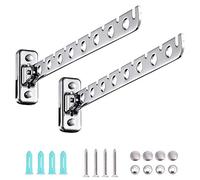Wall Mount Clothes Hanger Rack - Laundry Room Folding Swing Arm Dryer With Stainless Steel Hooks - 2 Pack