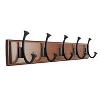 Wall Mount Coat Rack Hooks Natural Bamboo Vintage for Clothes Entryway Foyer Storage, 5 Hooks