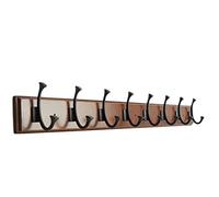 Wall Mount Coat Rack Hooks Natural Bamboo Vintage for Clothes Entryway Foyer Storage, 5 Hooks
