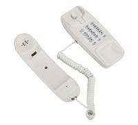 Wall Mount Corded Landline Phone UK RJ11 Wired Telephone with Flash Mute Redial Function for Home Office Use White