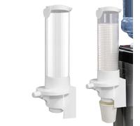 Wall Mount Cup Dispenser - Push Button Cup Dispenser | Water Cooler Holder Fit for 7oz Conical and Flat Bottom Cups | Automatic Cups Holder - Bathroom Gym School Office