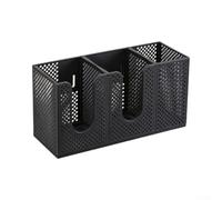 Wall-Mount Cup Organizer 3-Compartment Drill-Free Holder(Black)