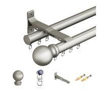 Wall Mount Curtain Track Rod Set with Aluminium Finials, with Mute Rollers Easy to Install Blackout Curtain Rod for Room Divider, Living Room, Bedroom, Office(Gold,2.4m(7.9ft))
