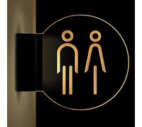 Wall Mount Double-sided Luminous Sign, 8 Inch Round Bathroom Signs for The Office, Business or Home, Door or Wall(C)