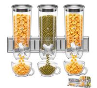 Wall Mount Dry Dispenser Clear Airtight Food Storage Containers with Cup | Acrylic Large Air Tight Dry for Home Kitchen Candy Oatmeal Coffee Bean Nuts Food Container Cereal Grain