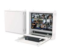 Wall-Mount DVR/NVR Security Enclosure, Lockable Steel Cabinet with 1U Adjustable Rail, Ventilated, 22″ W x 21.2″ H x 5.9″ D, White (RAL 7035) - STURDX