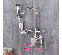 wall mount faucet 304 stainless steel, wall mounted kitchen faucet, spray, hot and cold, wall-mounted, universal sink sink sink faucet-A-large elbow with spray gun