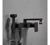 wall mount faucet kitchen faucet with sprayer Black all copper, spray gun,faucets for kitchen sinks two spout two handle, rotating tap-black