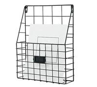 Wall Mount File Organizer - Metal Shelf Basket for Office, Entryway, Kitchen | Modern Storage Rack for Documents, Mail, Bathroom Accessories, Home Decor, 11.02x3.94x15.75 Inches
