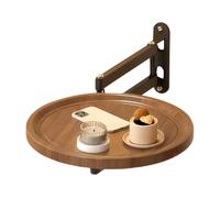 Wall Mount Folding Tray,Wall-Mounted Retractable Sofa Tray,Small Round Desk - for Homeowners Renters Apartment Bedroom Bathroom Kitchen Small Spaces Balcony Entryway Drinks Phones