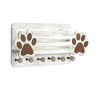 Wall Mount for Dog Leashes | Decorative Hanging Shelf with Cute Paw 6 Hooks, Organizer for Dog Leashes, for Indoor Entrance Living Room Kitchen Bedroom Apartment Hallway