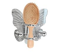 Wall Mount for Hair Brushes, Decorative Comb Rest with Hooks, Butterfly-shaped Organiser for Bathroom Accessories and Hair Bobbles