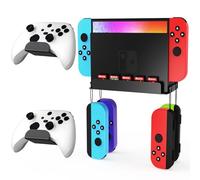 Wall Mount for Nintendo Switch and Switch OLED with 2 Controller Wall Mounts, Switch Wall Mount Kit Stand with 5 Playing Card Holders and 4 Joy Con Shelves, Console Near or Behind the
